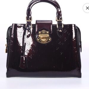 Louis Vuitton Vernis Patent Satchel in Deep Burgundy with Gold Hardware